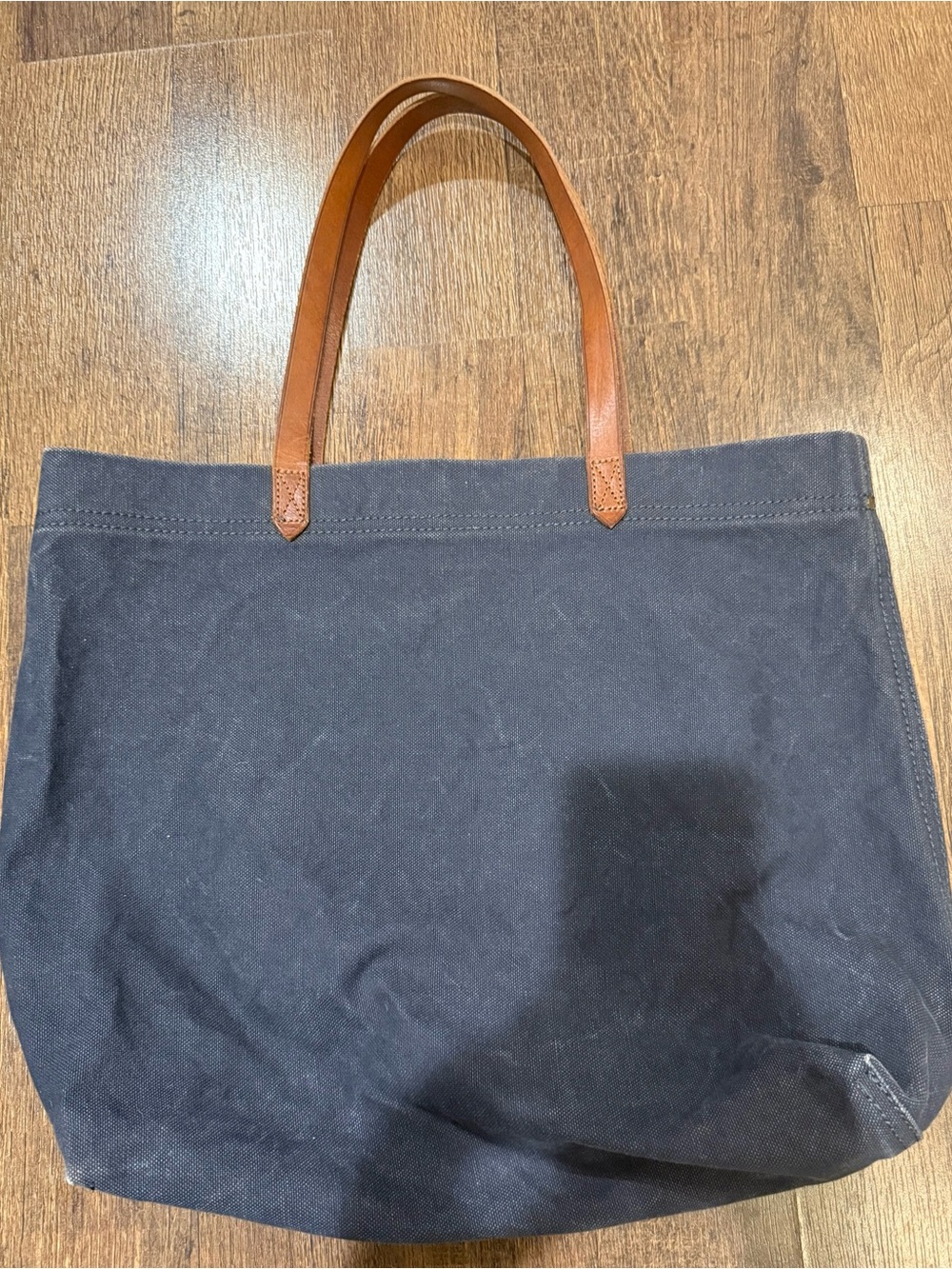 Madewell navy Canvas Tote Bag with Brown Leather Handles